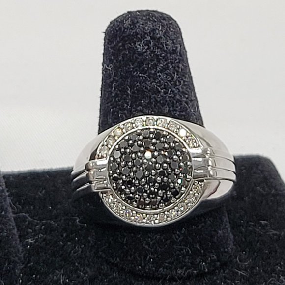 NWOT Men's 925 silver black spinel ring - Picture 1 of 3